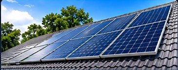 Solar panels on a residential roof